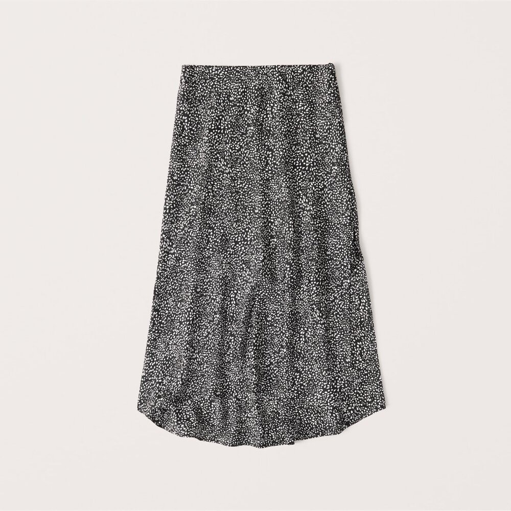 Abercrombie Black Satin Midi Skirt